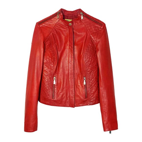 Versace Jeans Collection Jackets & Blazers - Versace Jeans Red Leather Moto Jacket IT 40/US 4